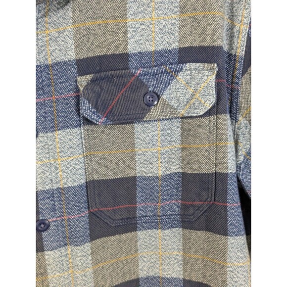 Patagonia Fjord Flannel Thick Blue Gray Plaid Button Shirt Chest Pockets Size L - Picture 4 of 10